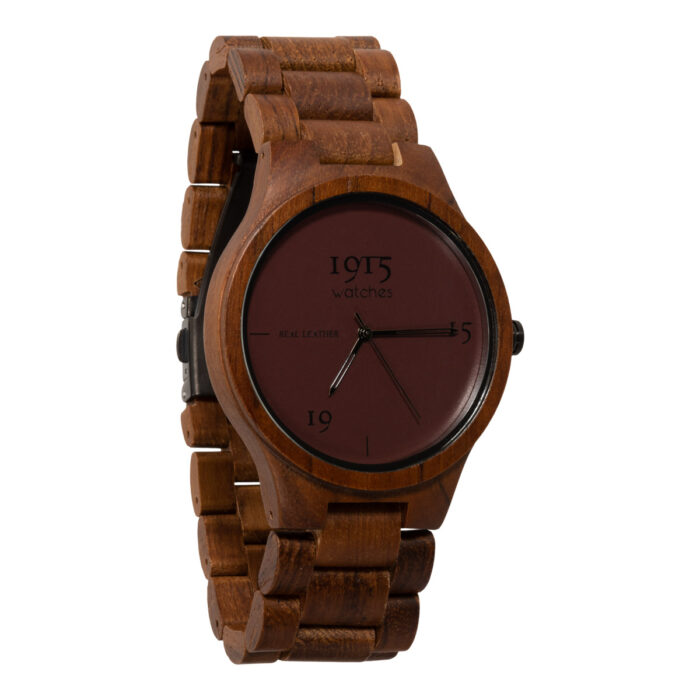1915 watches - 1915 watch men real leather bordeaux houten horloge