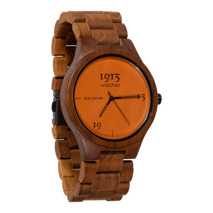 1915 watches - 1915 watch men real leather cognac houten horloge